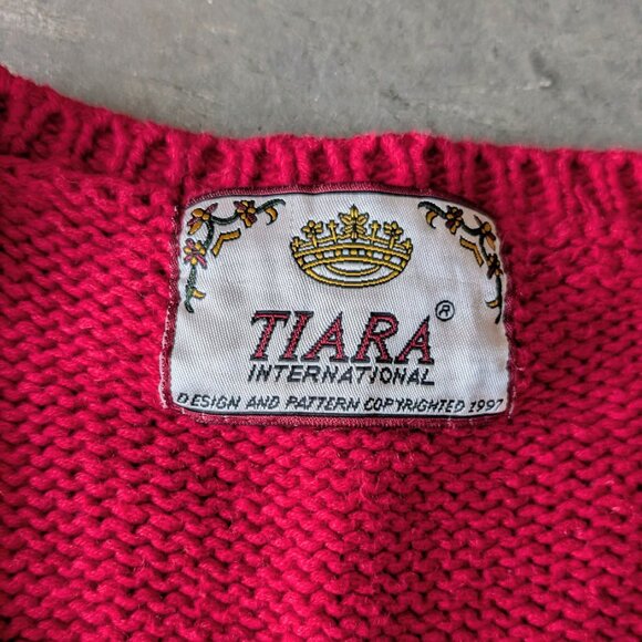 Vintage Tiara Red Horse and Cowboy Western Scene Knit Sweater Vest - Picture 6 of 7